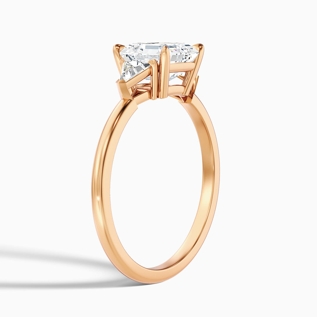 Maria Three Stone Asscher With Triangle Side Stones Lab Grown Diamond Ring