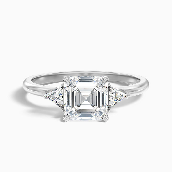 Maria Three Stone Asscher With Triangle Side Stones Lab Grown Diamond Ring