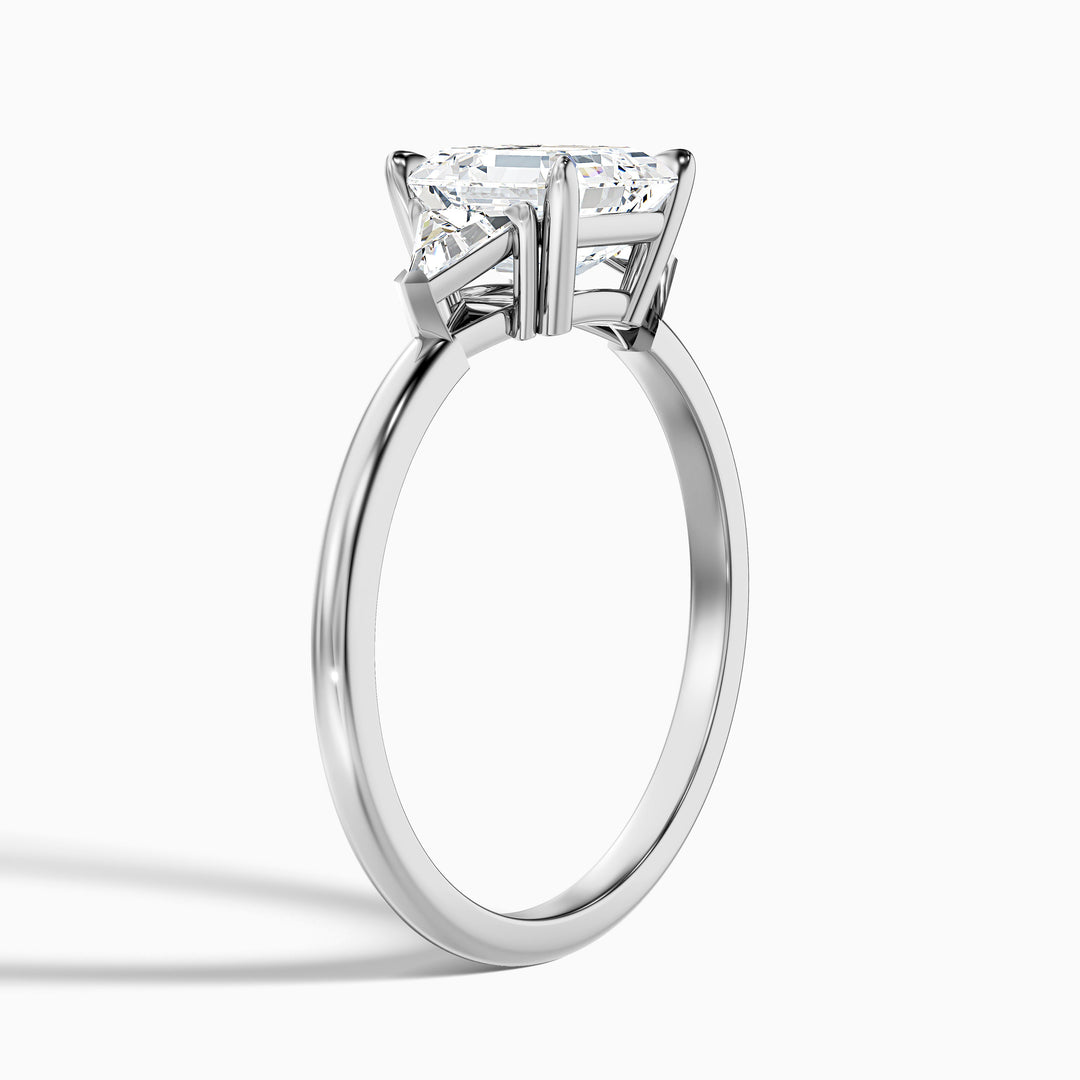 Maria Three Stone Asscher With Triangle Side Stones Lab Grown Diamond Ring