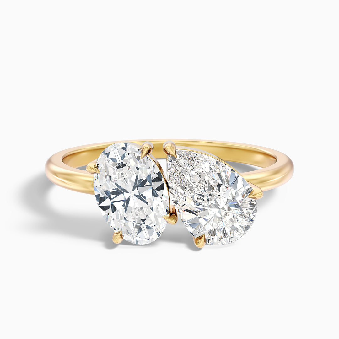 Dorian Toi Et Moi Ring With Oval and Pear Two Stone Lab Grown Diamond