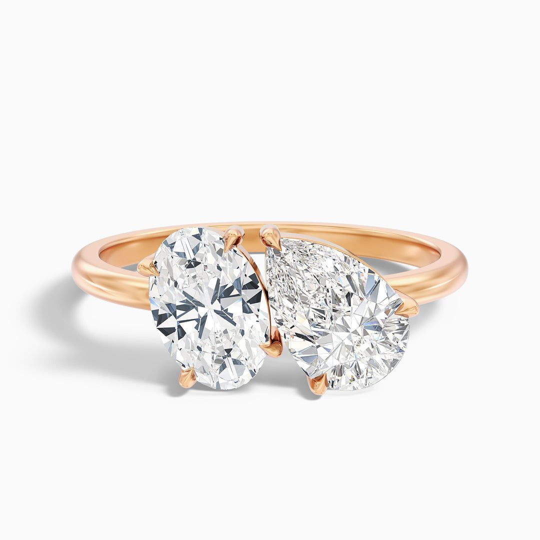 Dorian Toi Et Moi Ring With Oval and Pear Two Stone Lab Grown Diamond