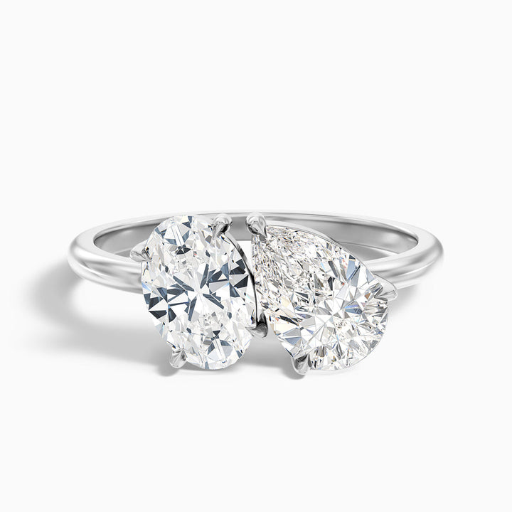 Dorian Toi Et Moi Ring With Oval and Pear Two Stone Lab Grown Diamond