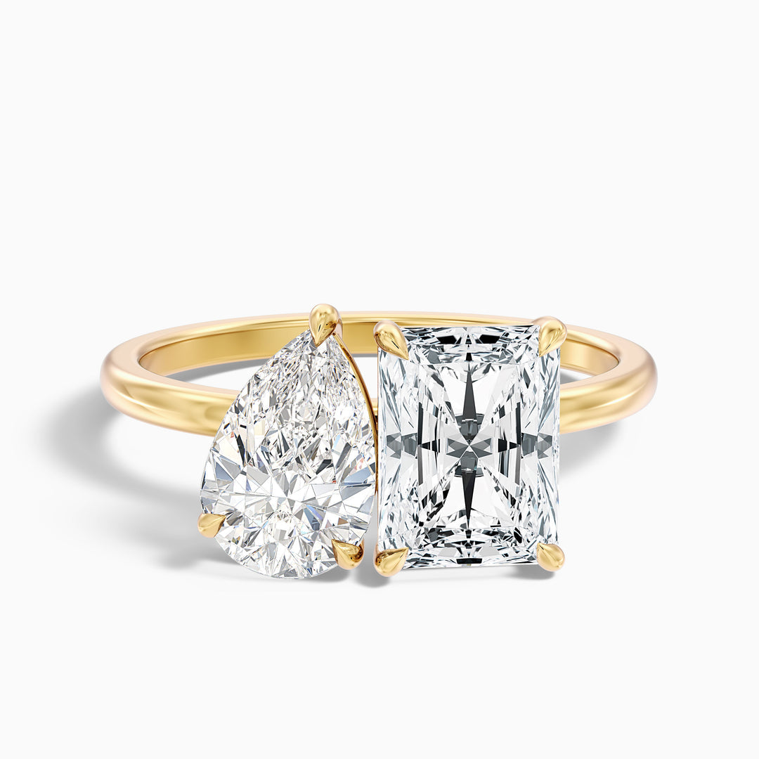Ashley Toi Et Moi Ring  With Pear and Radiant Two Stone Lab Grown Diamond