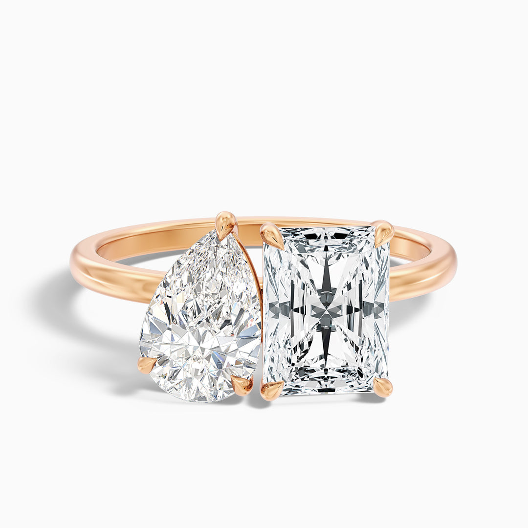 Ashley Toi Et Moi Ring  With Pear and Radiant Two Stone Lab Grown Diamond