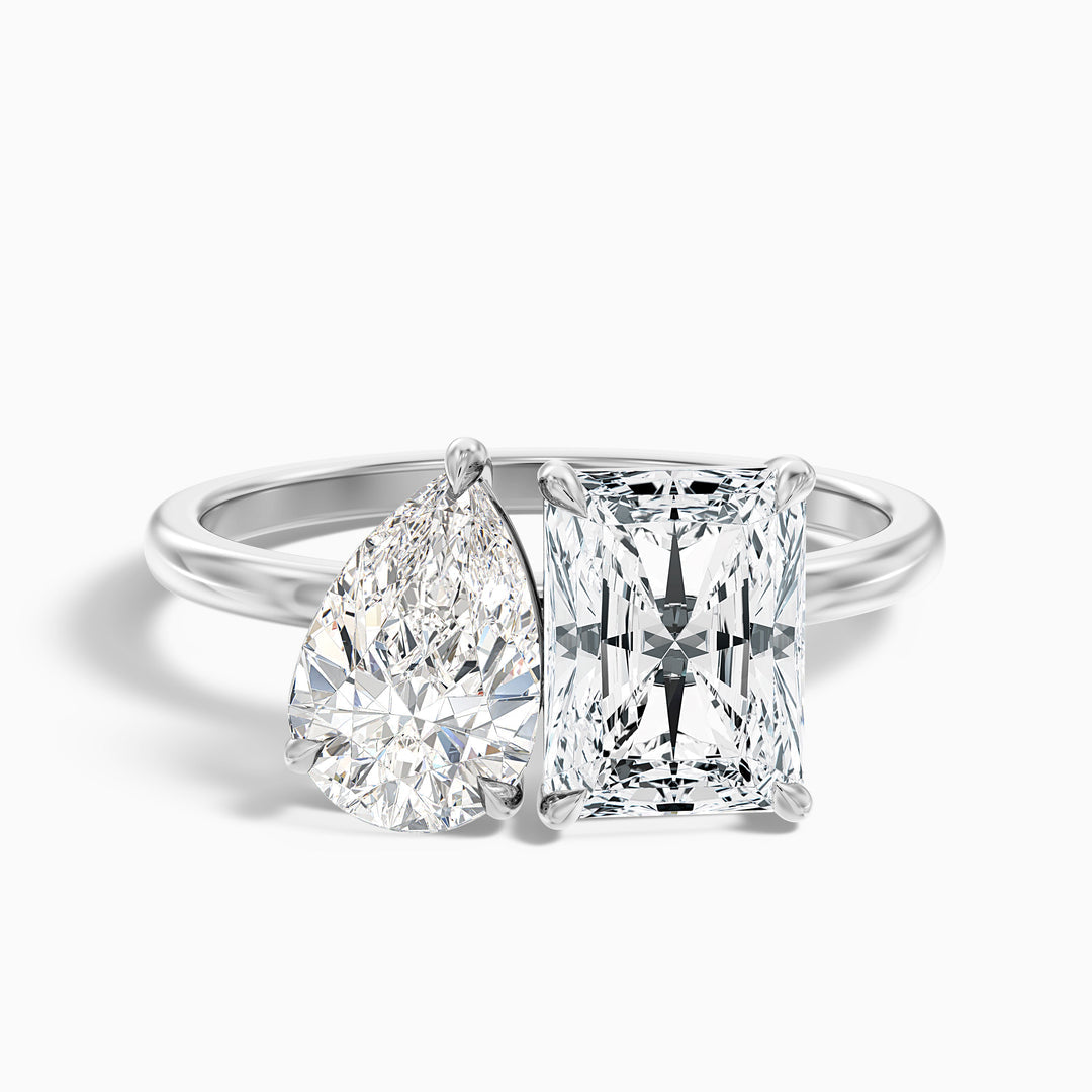 Ashley Toi Et Moi Ring  With Pear and Radiant Two Stone Lab Grown Diamond