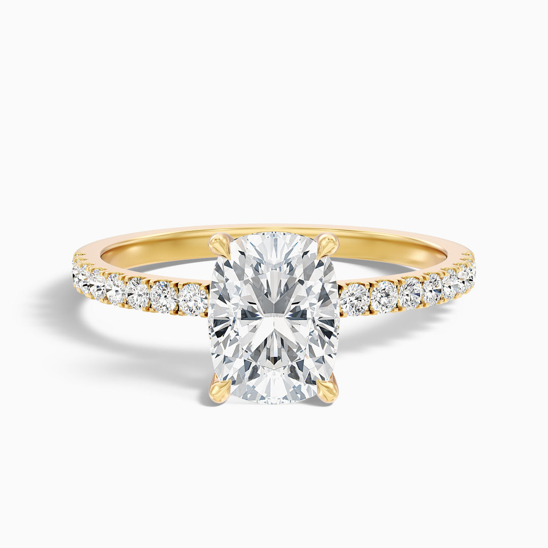 Diedra Elongated Cushion Cut Hidden Halo Pave Lab Grown Diamond Ring