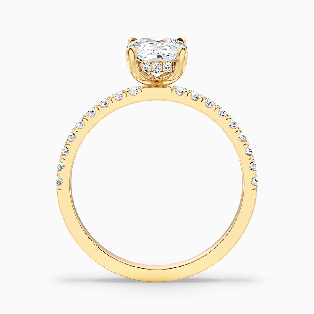 Diedra Elongated Cushion Cut Hidden Halo Pave Lab Grown Diamond Ring