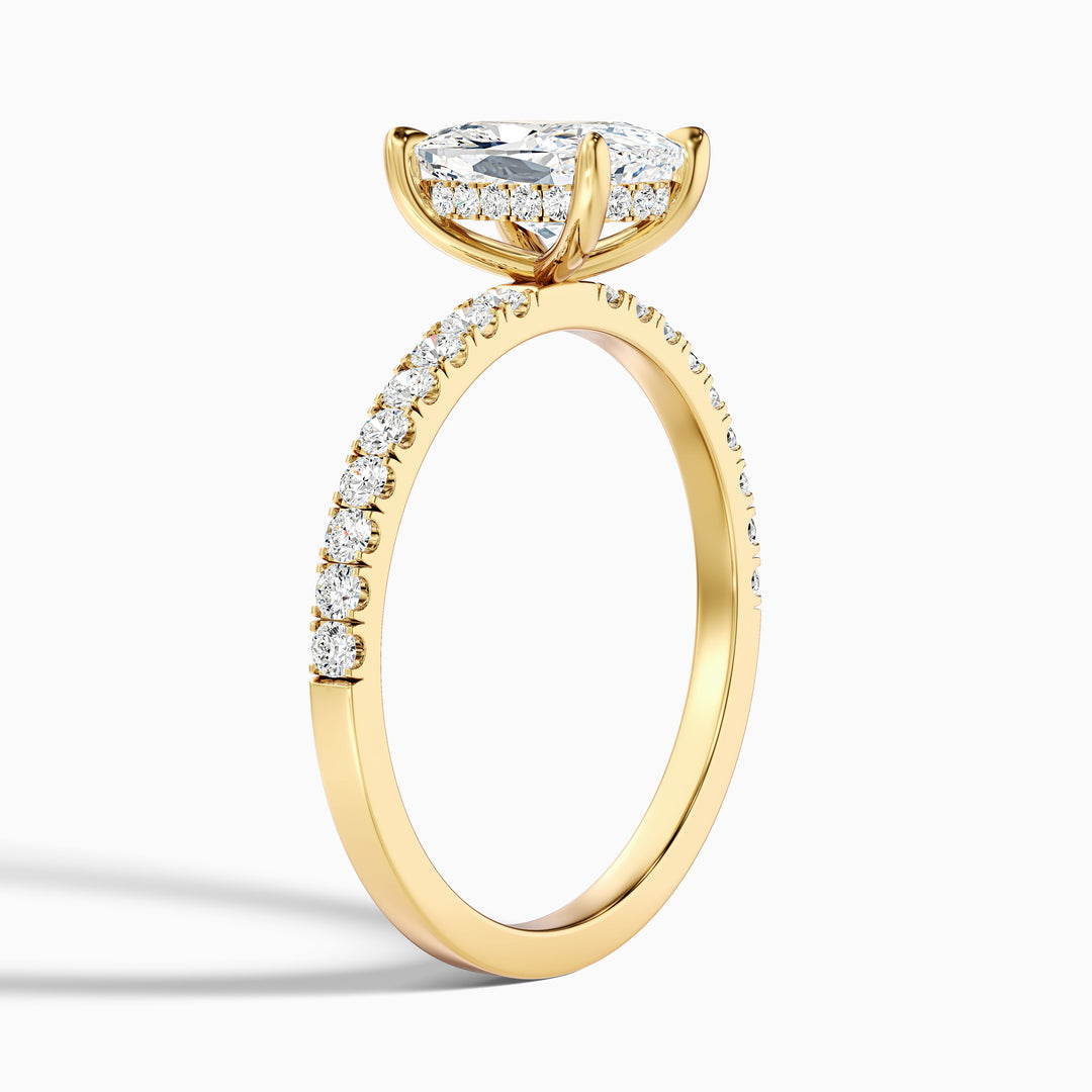 Diedra Elongated Cushion Cut Hidden Halo Pave Lab Grown Diamond Ring