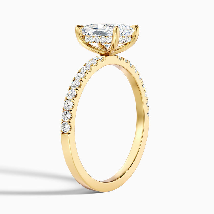Diedra Elongated Cushion Cut Hidden Halo Pave Lab Grown Diamond Ring