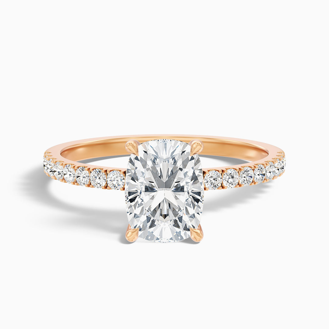 Diedra Elongated Cushion Cut Hidden Halo Pave Lab Grown Diamond Ring