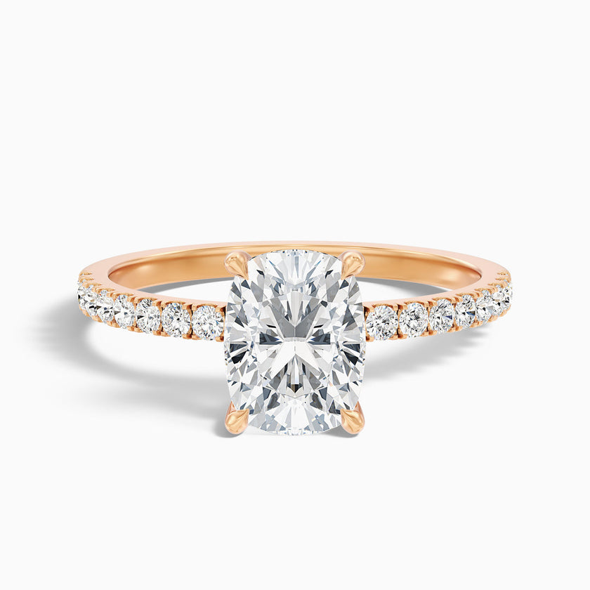 Diedra Elongated Cushion Cut Hidden Halo Pave Lab Grown Diamond Ring