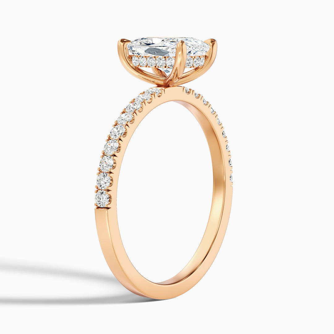 Diedra Elongated Cushion Cut Hidden Halo Pave Lab Grown Diamond Ring