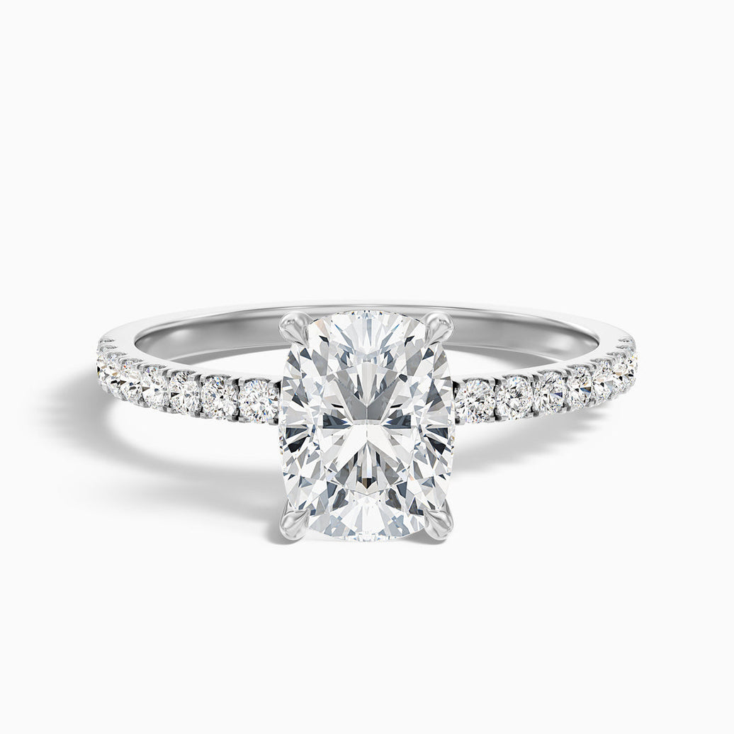 Diedra Elongated Cushion Cut Hidden Halo Pave Lab Grown Diamond Ring