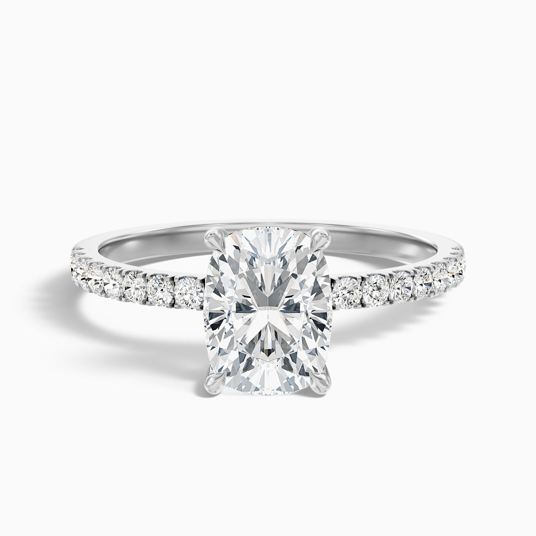 Diedra Elongated Cushion Cut Hidden Halo Pave Lab Grown Diamond Ring