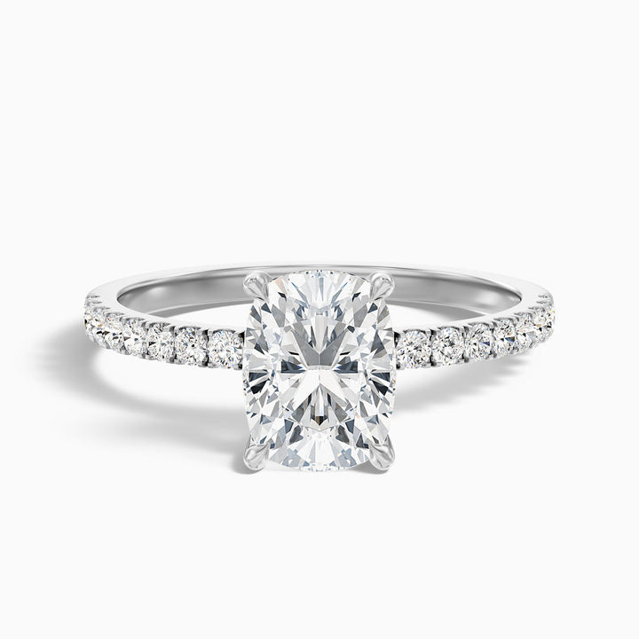 Diedra Elongated Cushion Cut Hidden Halo Pave Lab Grown Diamond Ring
