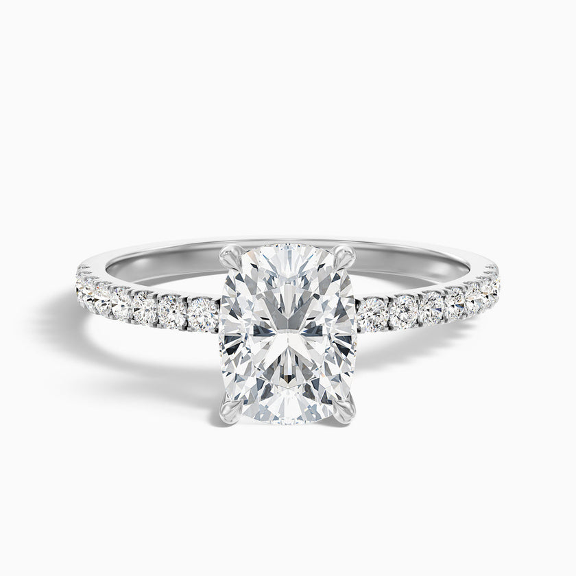 Diedra Elongated Cushion Cut Hidden Halo Pave Lab Grown Diamond Ring