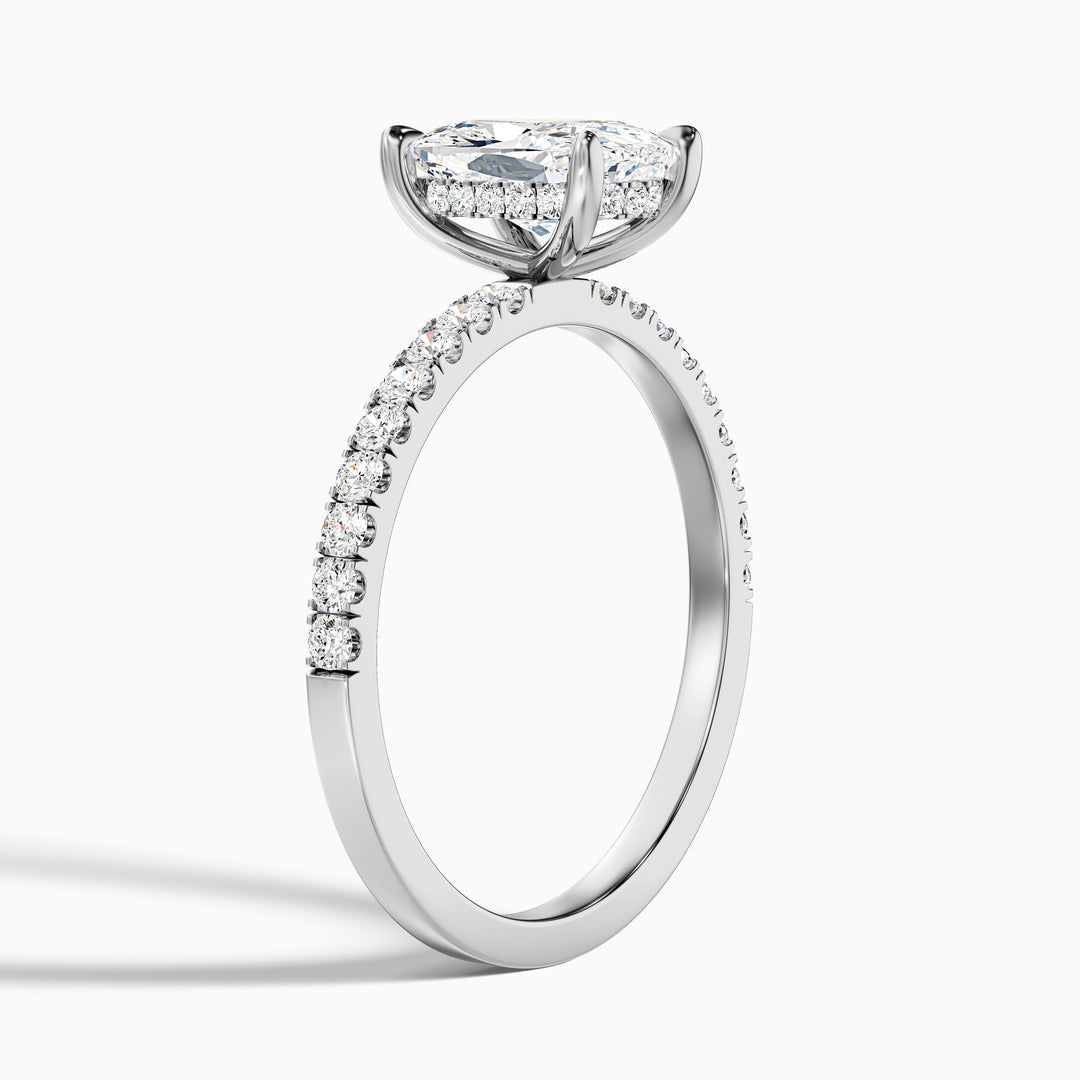 Diedra Elongated Cushion Cut Hidden Halo Pave Lab Grown Diamond Ring