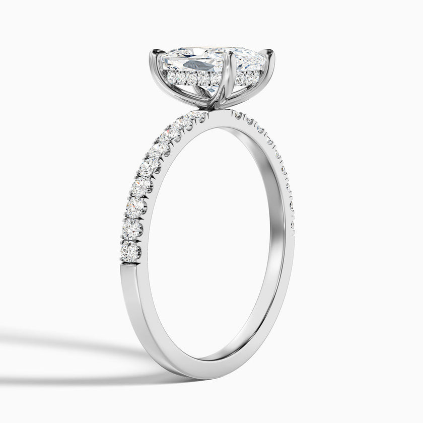 Diedra Elongated Cushion Cut Hidden Halo Pave Lab Grown Diamond Ring