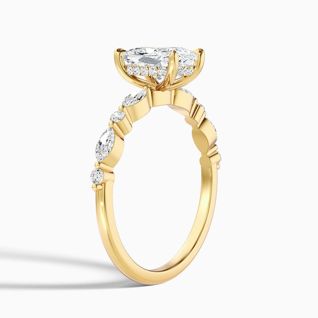 Lana Elongated Cushion Cut Hidden Halo Lab Grown Diamond Ring