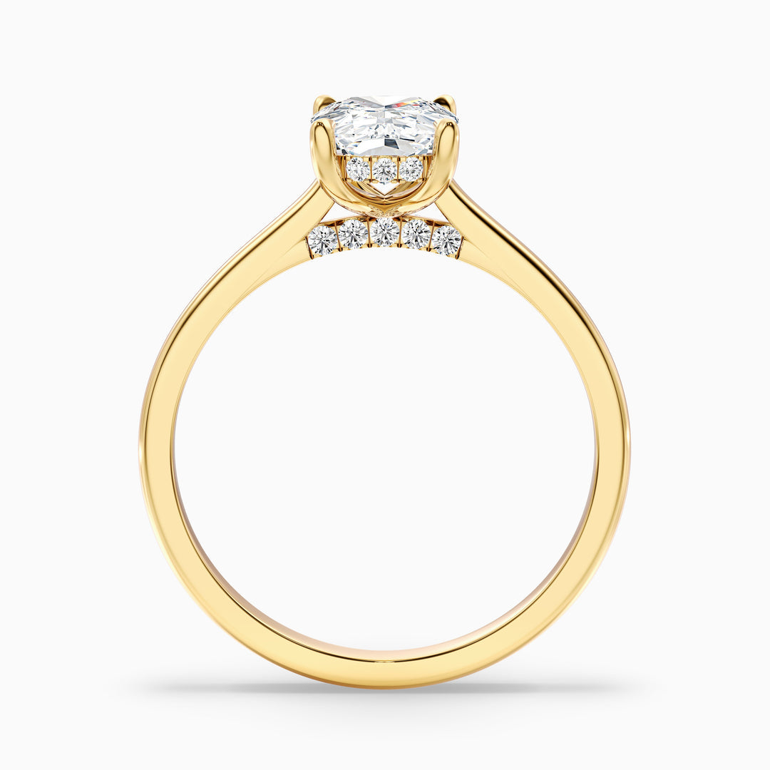 Naveya Elongated Cushion Cut Hidden Halo Pave Bridge Lab Grown Diamond Ring