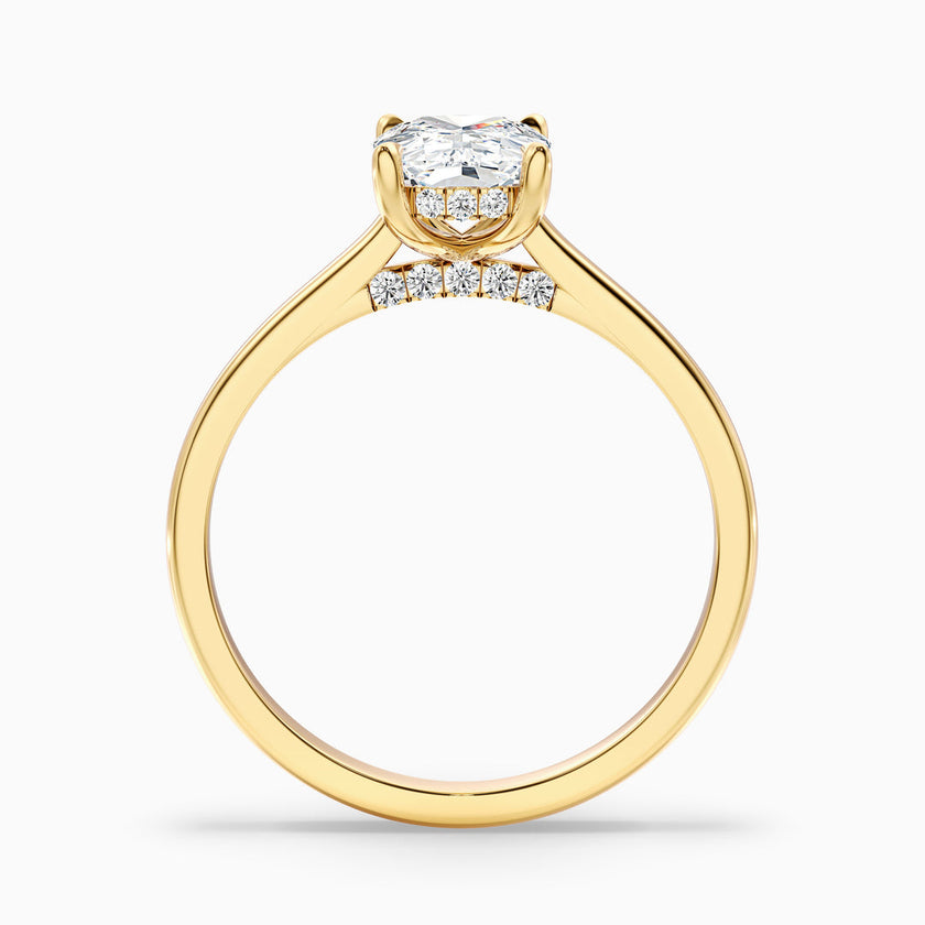 Naveya Elongated Cushion Cut Hidden Halo Pave Bridge Lab Grown Diamond Ring