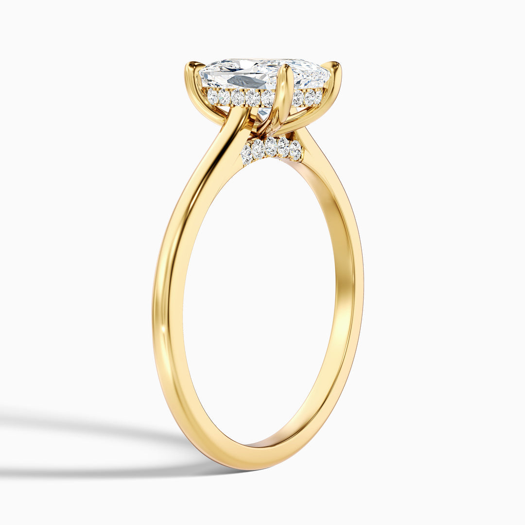 Naveya Elongated Cushion Cut Hidden Halo Pave Bridge Lab Grown Diamond Ring