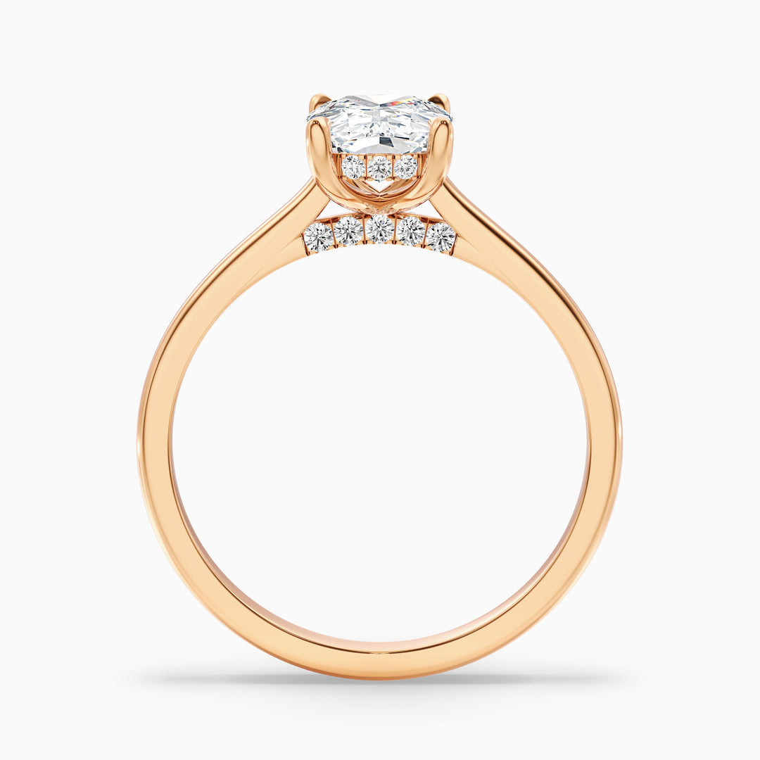 Naveya Elongated Cushion Cut Hidden Halo Pave Bridge Lab Grown Diamond Ring