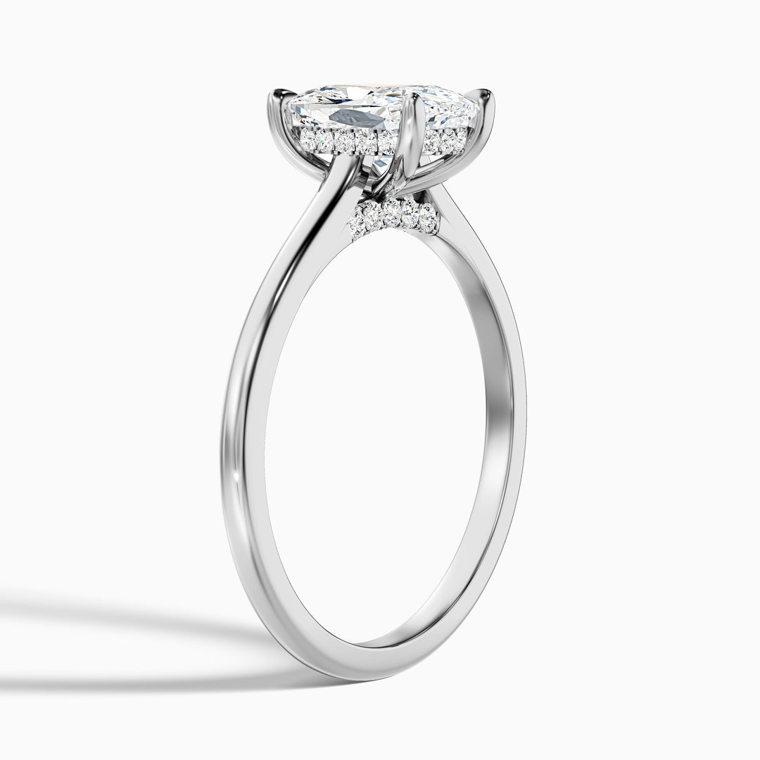 Naveya Elongated Cushion Cut Hidden Halo Pave Bridge Lab Grown Diamond Ring