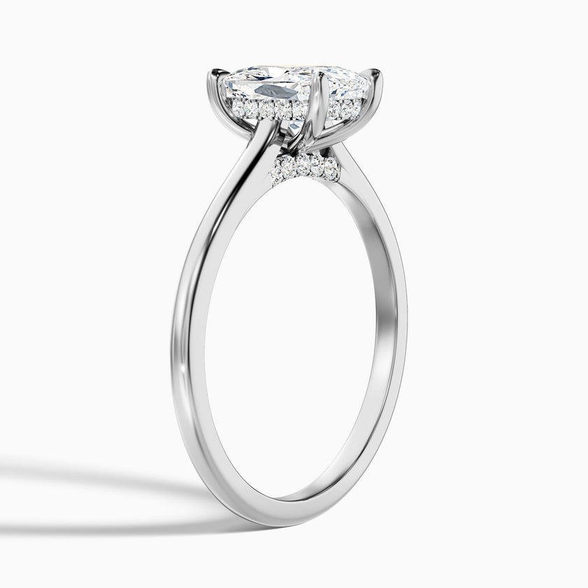 Naveya Elongated Cushion Cut Hidden Halo Pave Bridge Lab Grown Diamond Ring