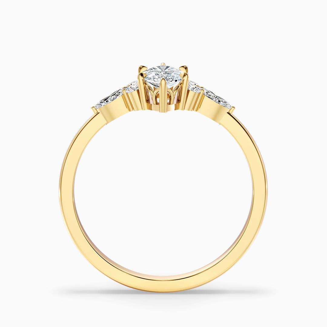 Fea Celtic Marquise Cut Side Stone Lab Grown Diamond Ring