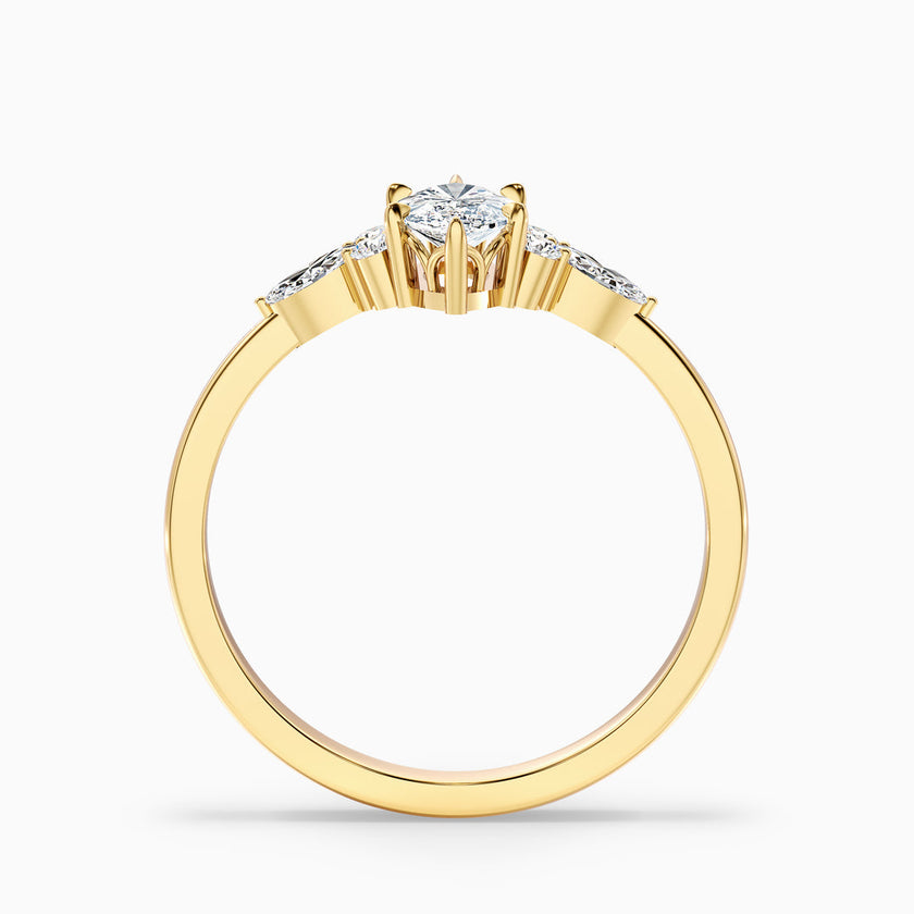 Fea Celtic Marquise Cut Side Stone Lab Grown Diamond Ring