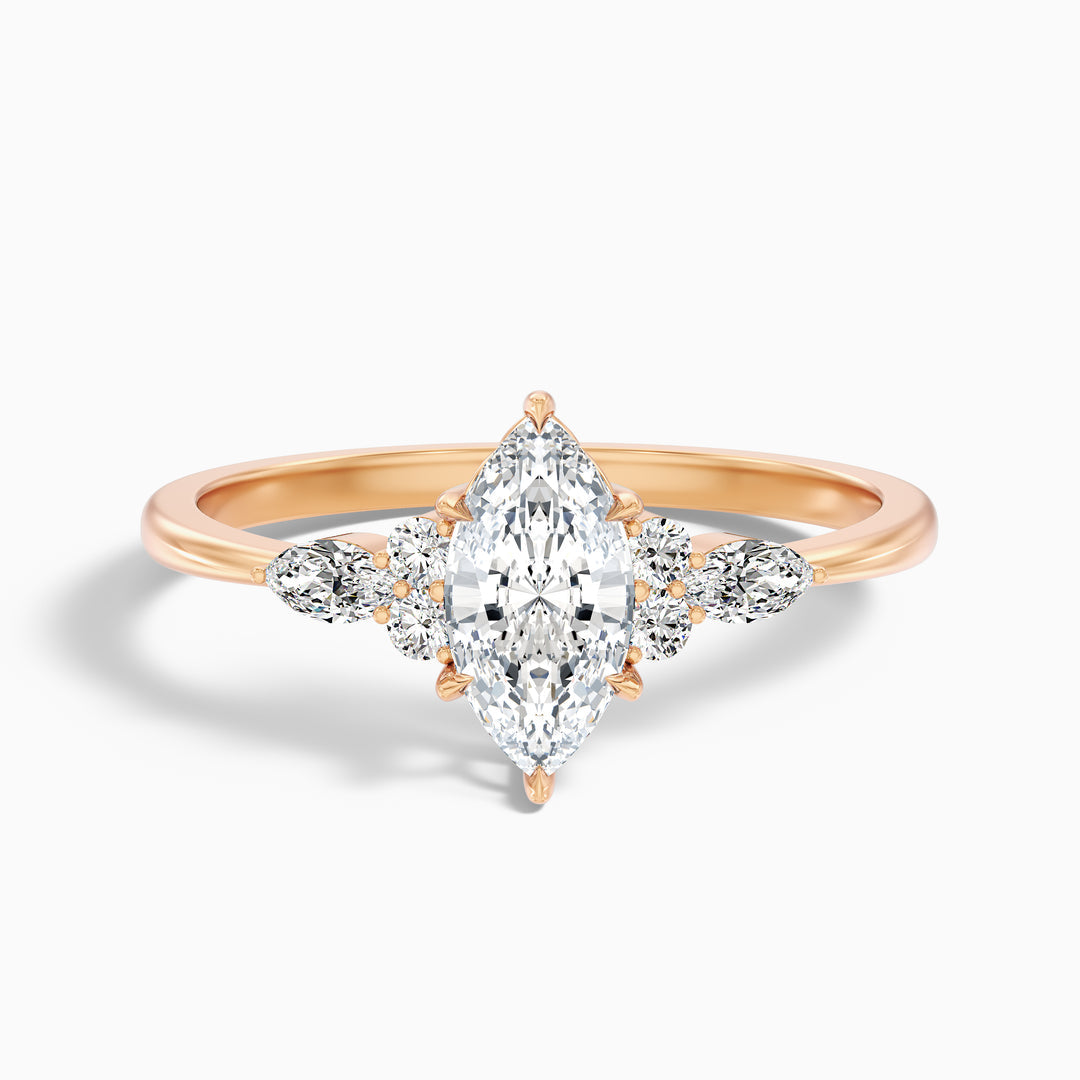 Fea Celtic Marquise Cut Side Stone Lab Grown Diamond Ring