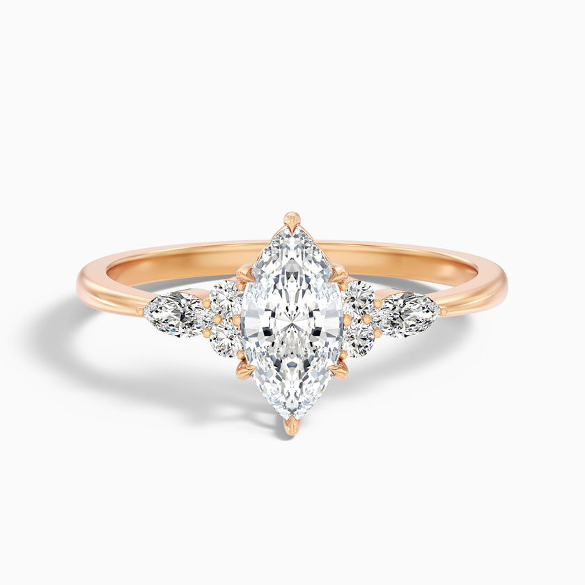 Fea Celtic Marquise Cut Side Stone Lab Grown Diamond Ring