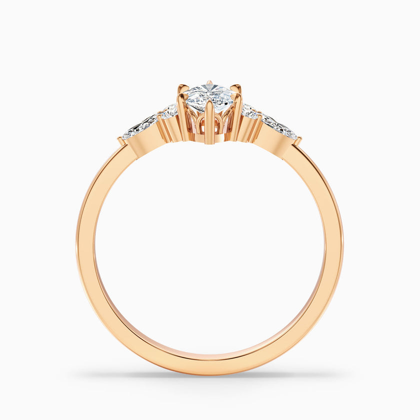 Fea Celtic Marquise Cut Side Stone Lab Grown Diamond Ring