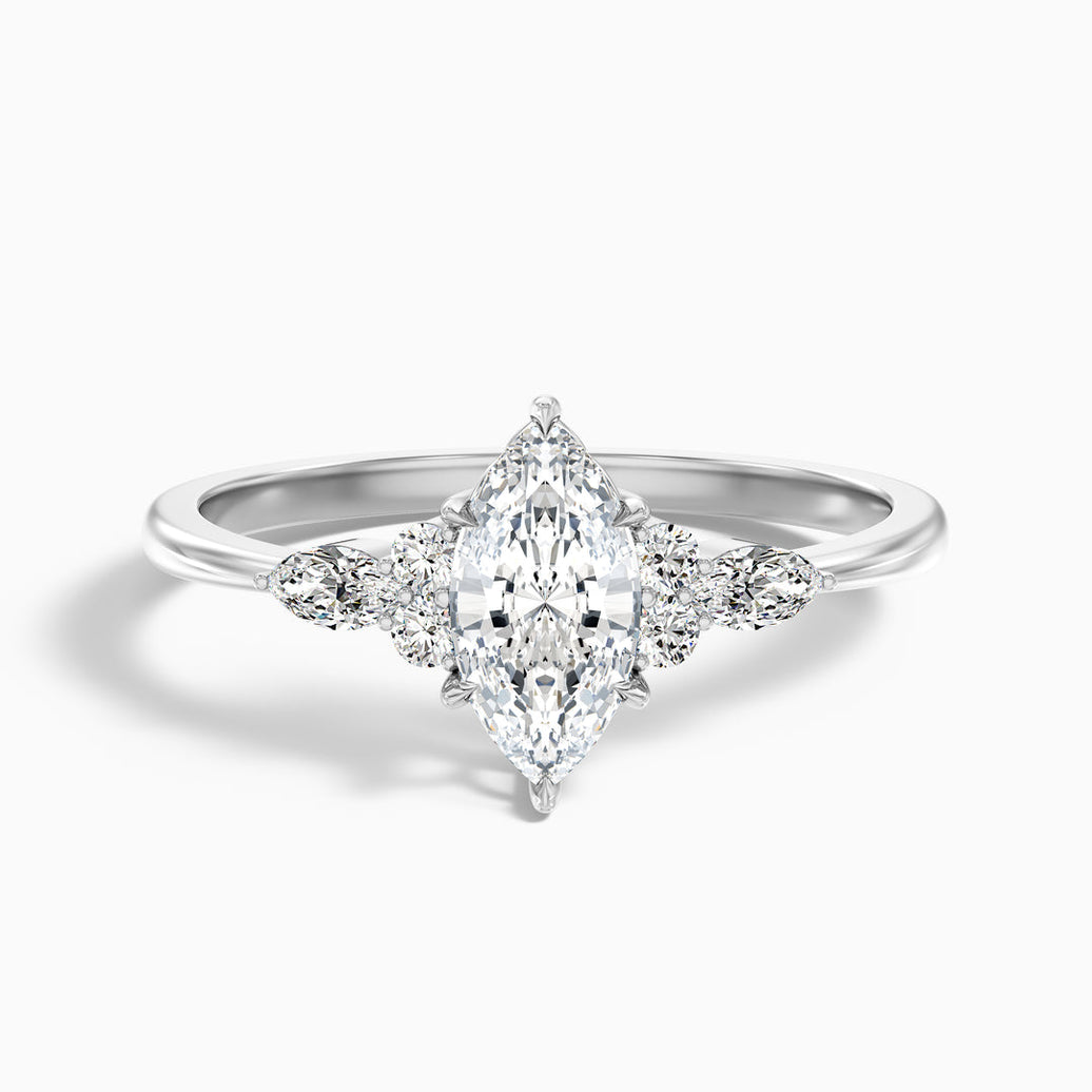 Fea Celtic Marquise Cut Side Stone Lab Grown Diamond Ring