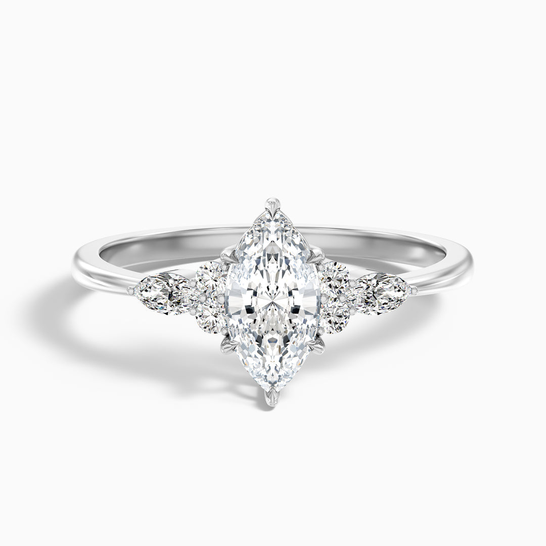 Fea Celtic Marquise Cut Side Stone Lab Grown Diamond Ring