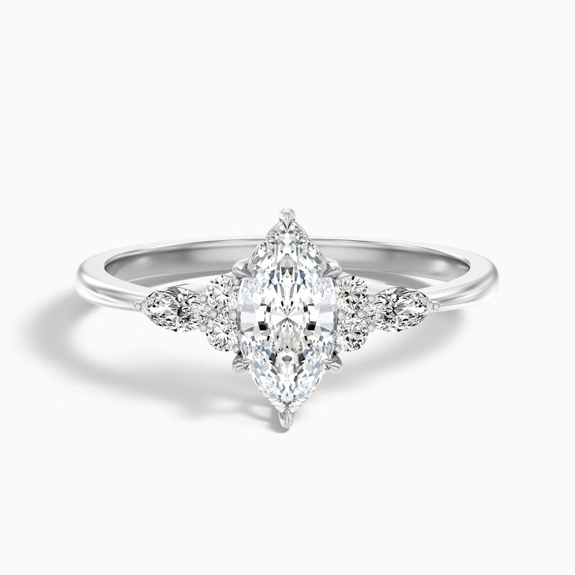 Fea Celtic Marquise Cut Side Stone Lab Grown Diamond Ring