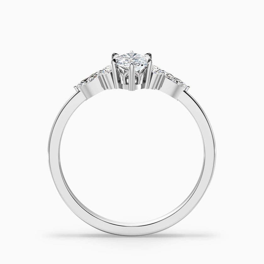 Fea Celtic Marquise Cut Side Stone Lab Grown Diamond Ring