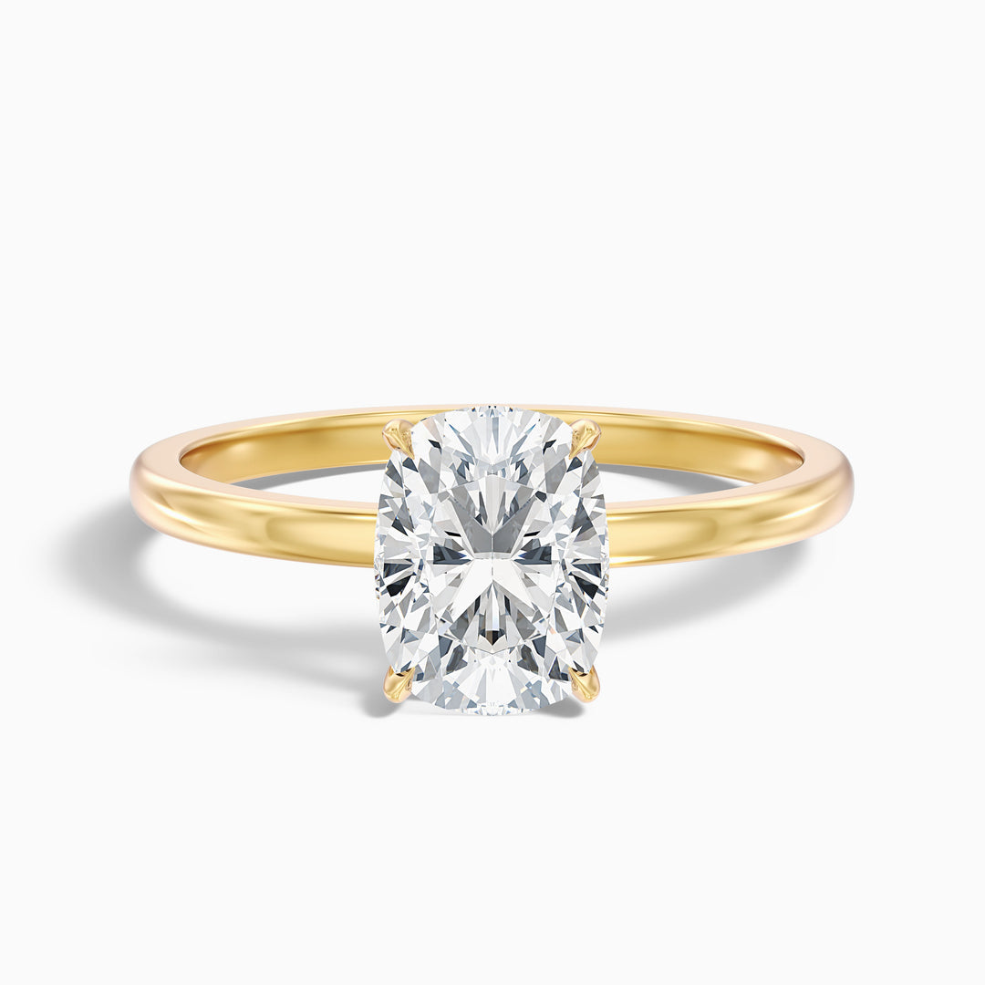 Fea vintage Elongated Cushion Low Profile Solitaire Lab Grown Diamond Ring