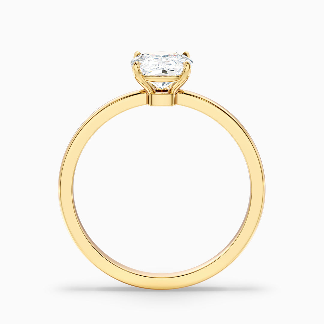 Fea vintage Elongated Cushion Low Profile Solitaire Lab Grown Diamond Ring