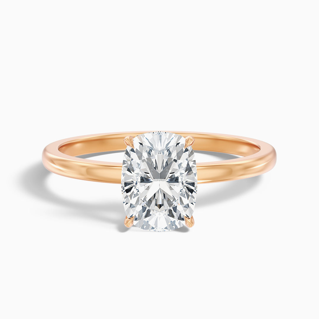 Fea vintage Elongated Cushion Low Profile Solitaire Lab Grown Diamond Ring