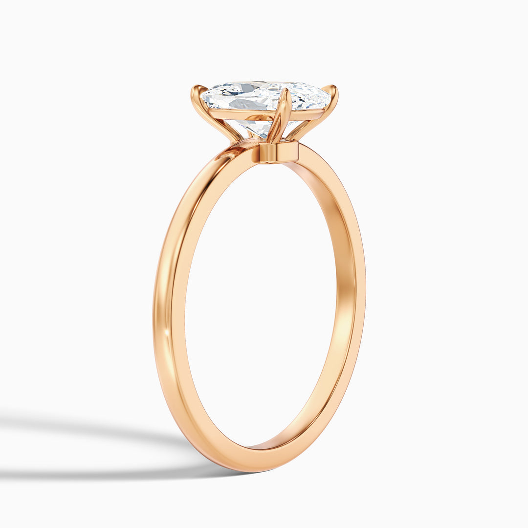 Fea vintage Elongated Cushion Low Profile Solitaire Lab Grown Diamond Ring