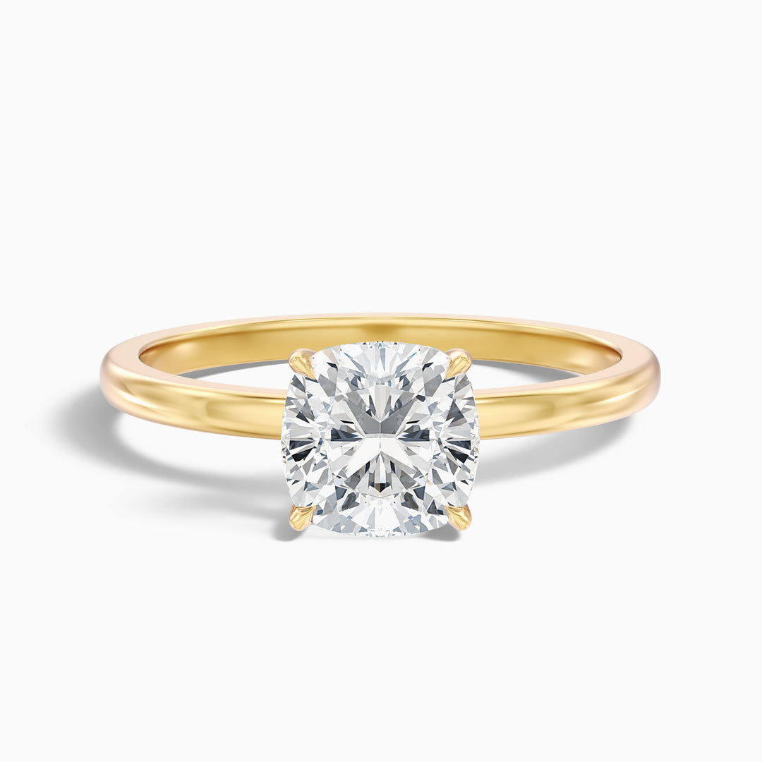 Sasha Cushion Cut Low Profile Solitaire Lab Grown Diamond Ring