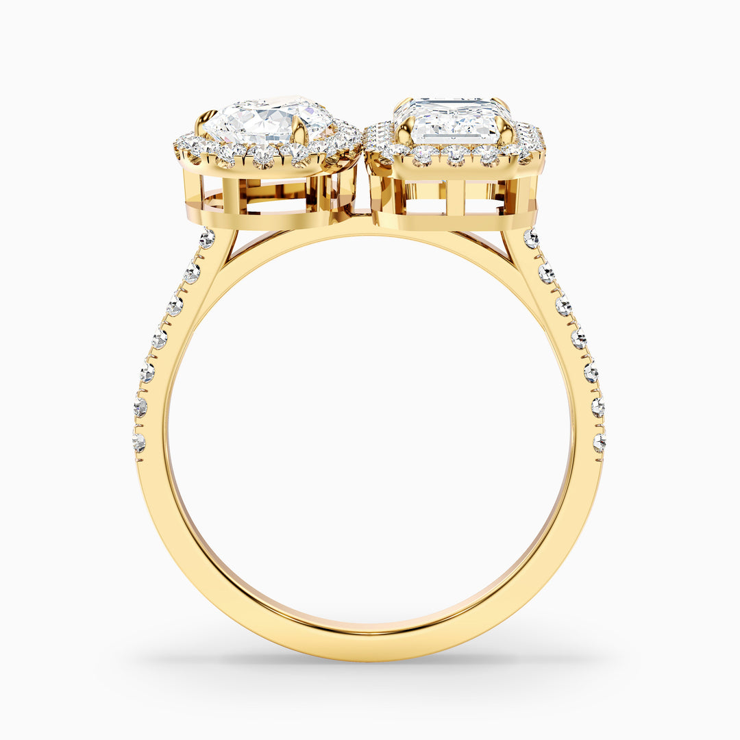 Huxley Toi Et Moi Halo Ring With Pear and Emerald Lab Grown Diamond
