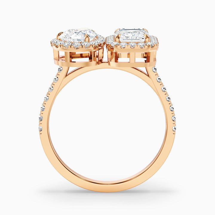 Huxley Toi Et Moi Halo Ring With Pear and Emerald Lab Grown Diamond