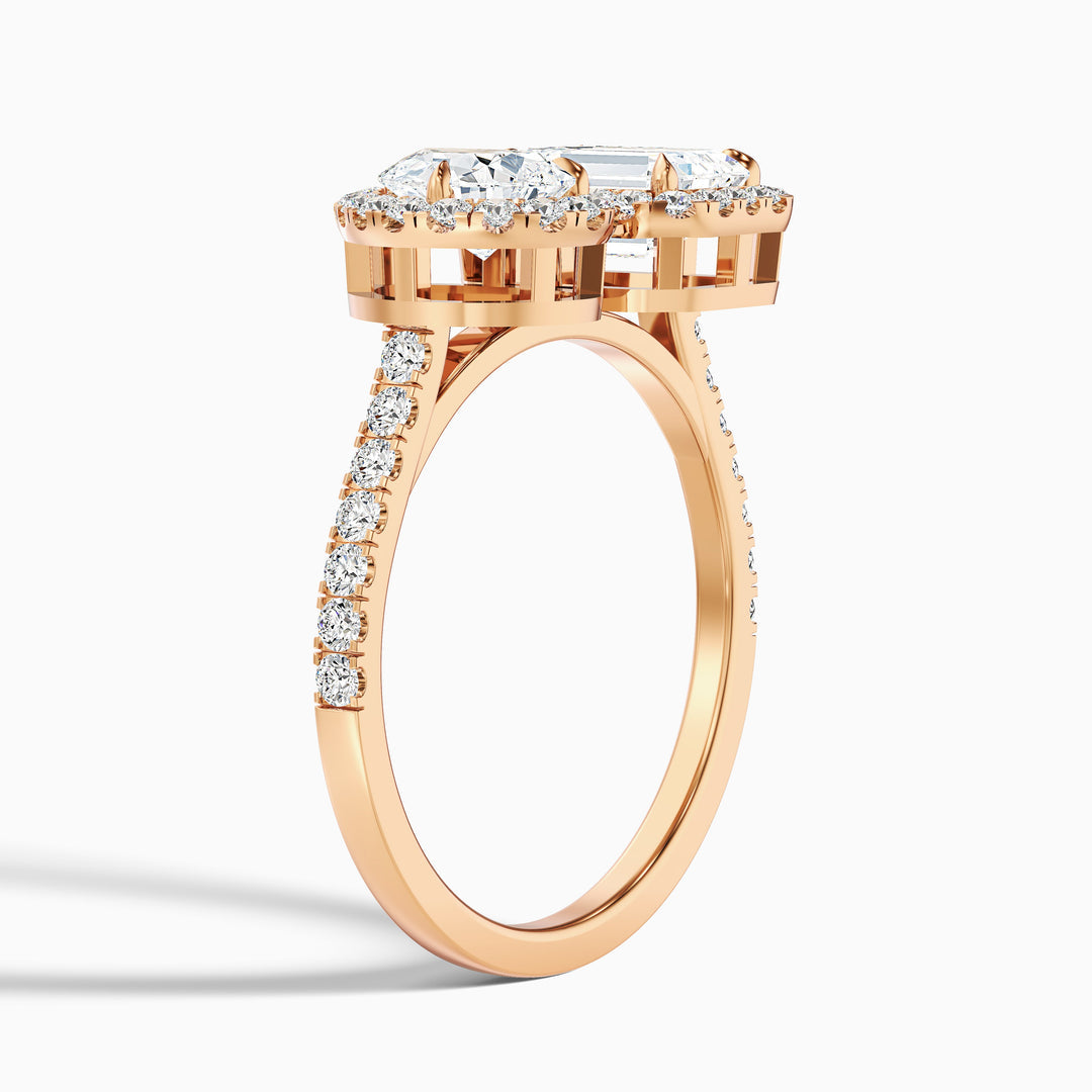Huxley Toi Et Moi Halo Ring With Pear and Emerald Lab Grown Diamond
