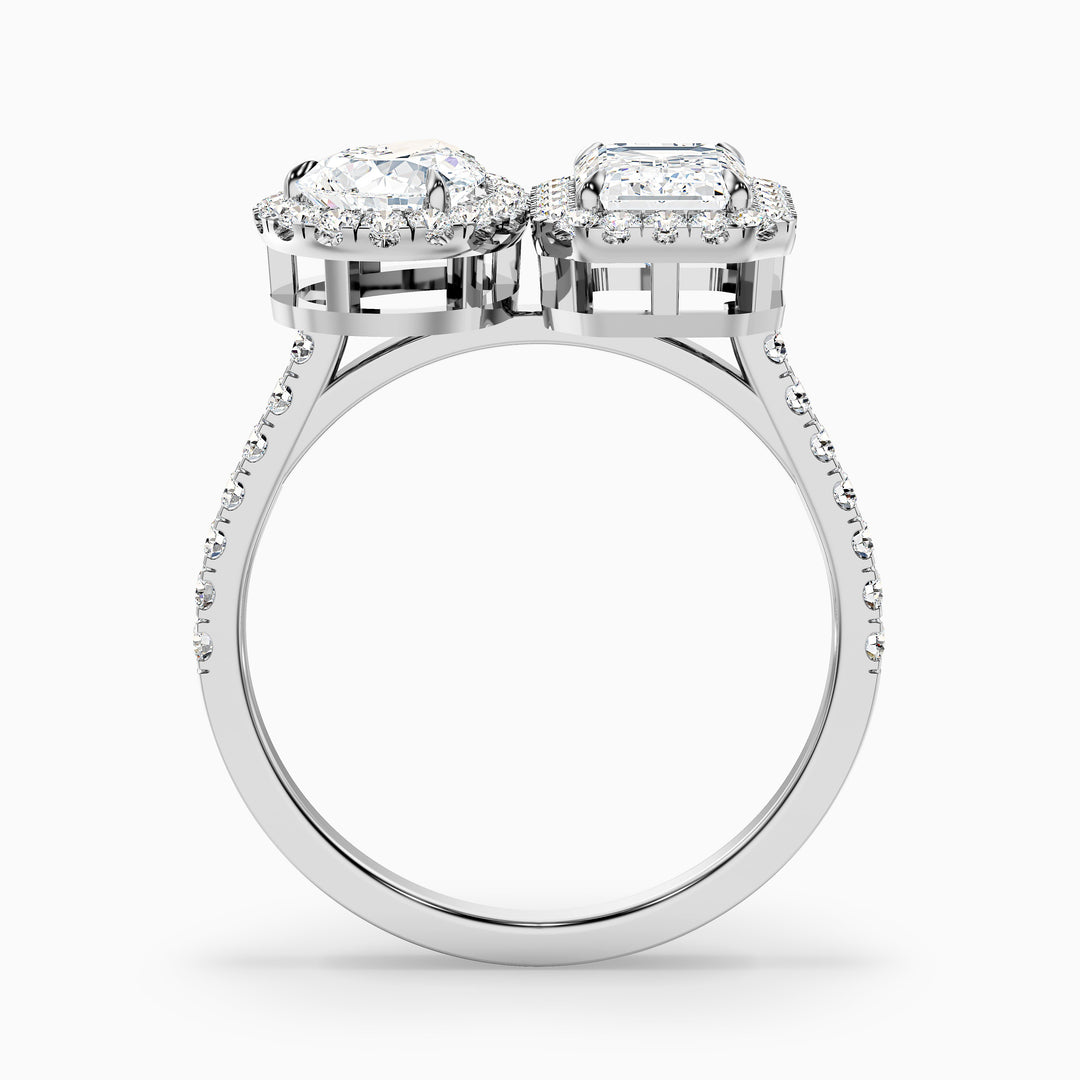 Huxley Toi Et Moi Halo Ring With Pear and Emerald Lab Grown Diamond
