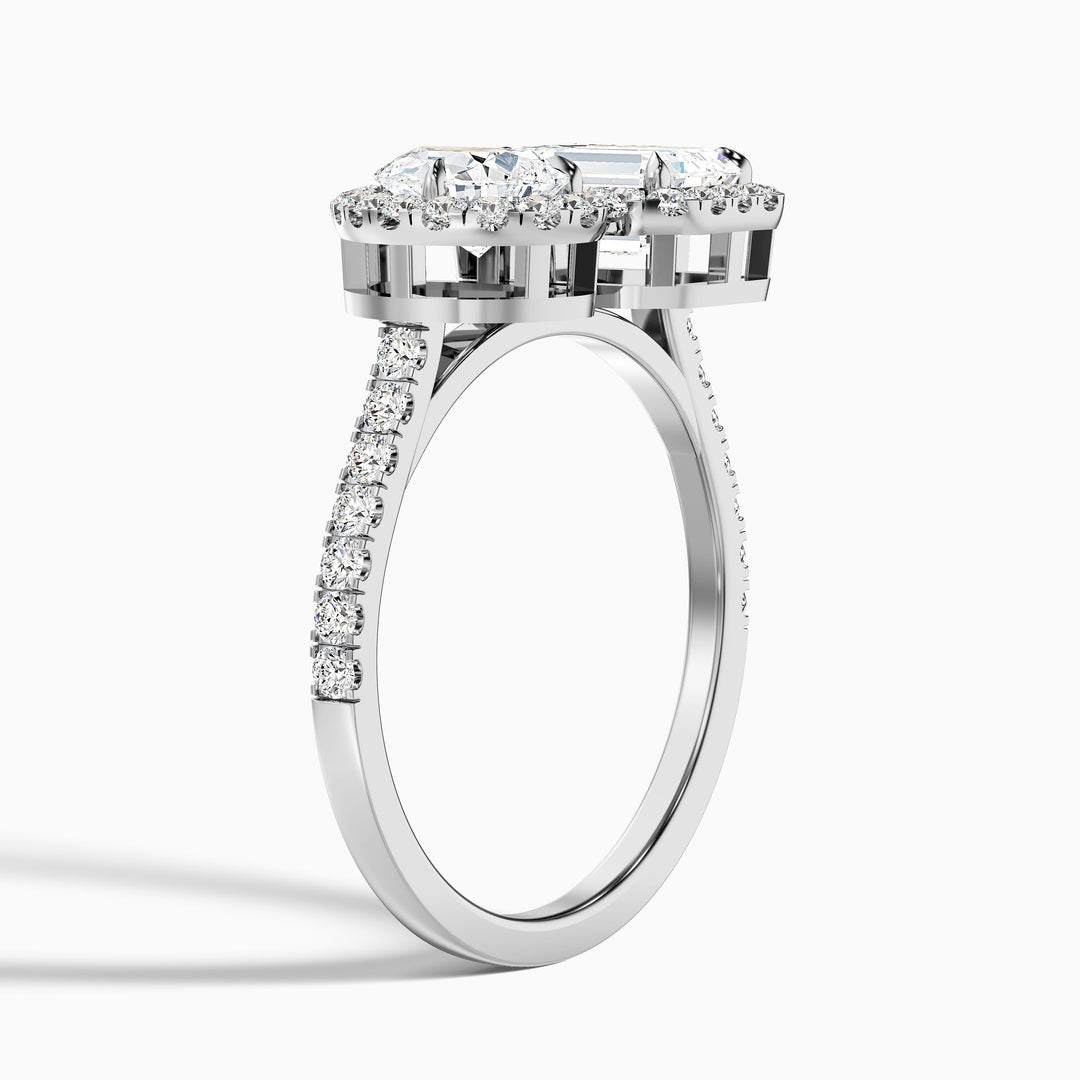 Huxley Toi Et Moi Halo Ring With Pear and Emerald Lab Grown Diamond