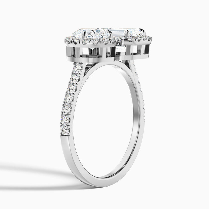 Huxley Toi Et Moi Halo Ring With Pear and Emerald Lab Grown Diamond