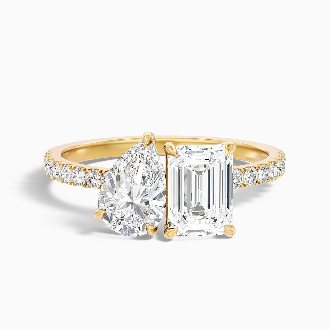 Aletheia Toi Et Moi Pave Ring With Pear and Emerald Lab Grown Diamond